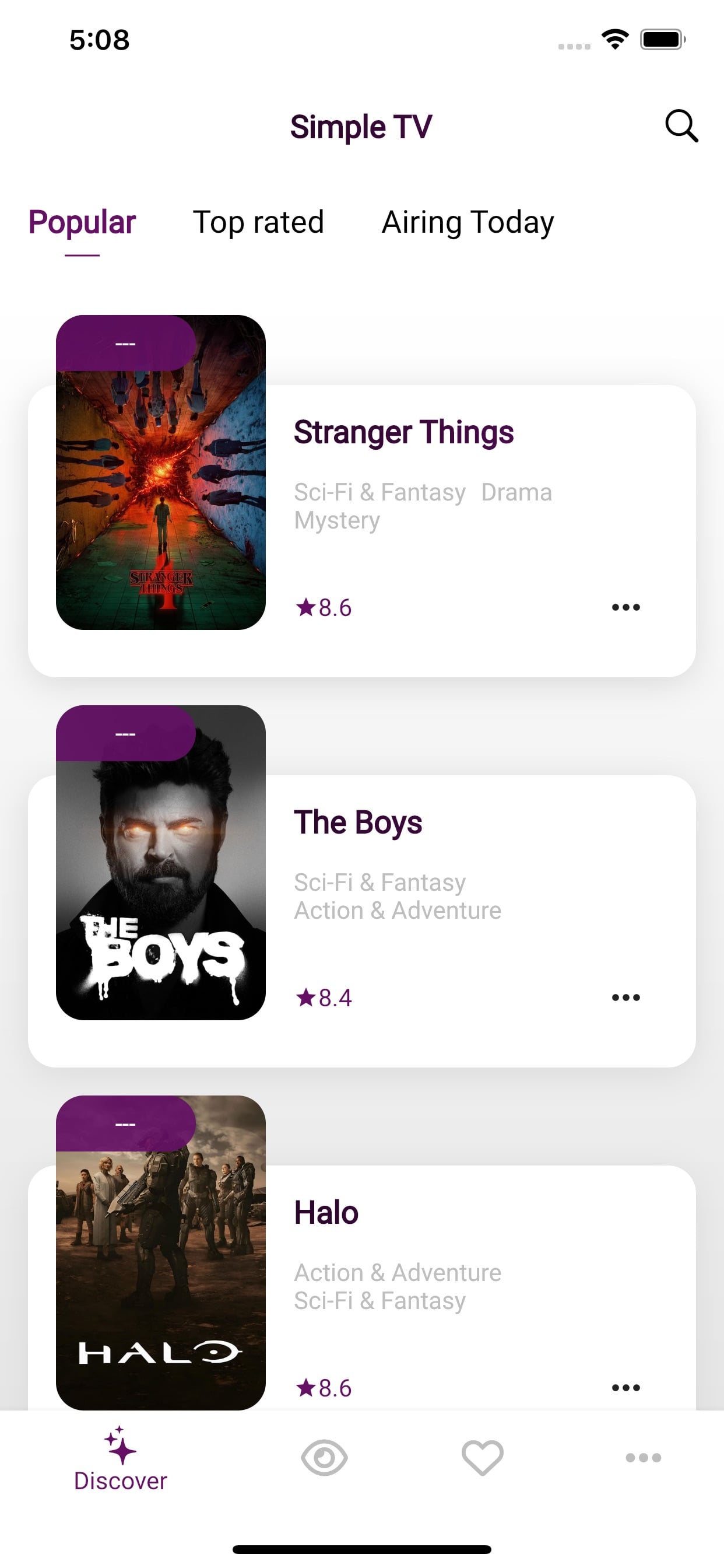 SimpleTv. Track your favorites TVs!
